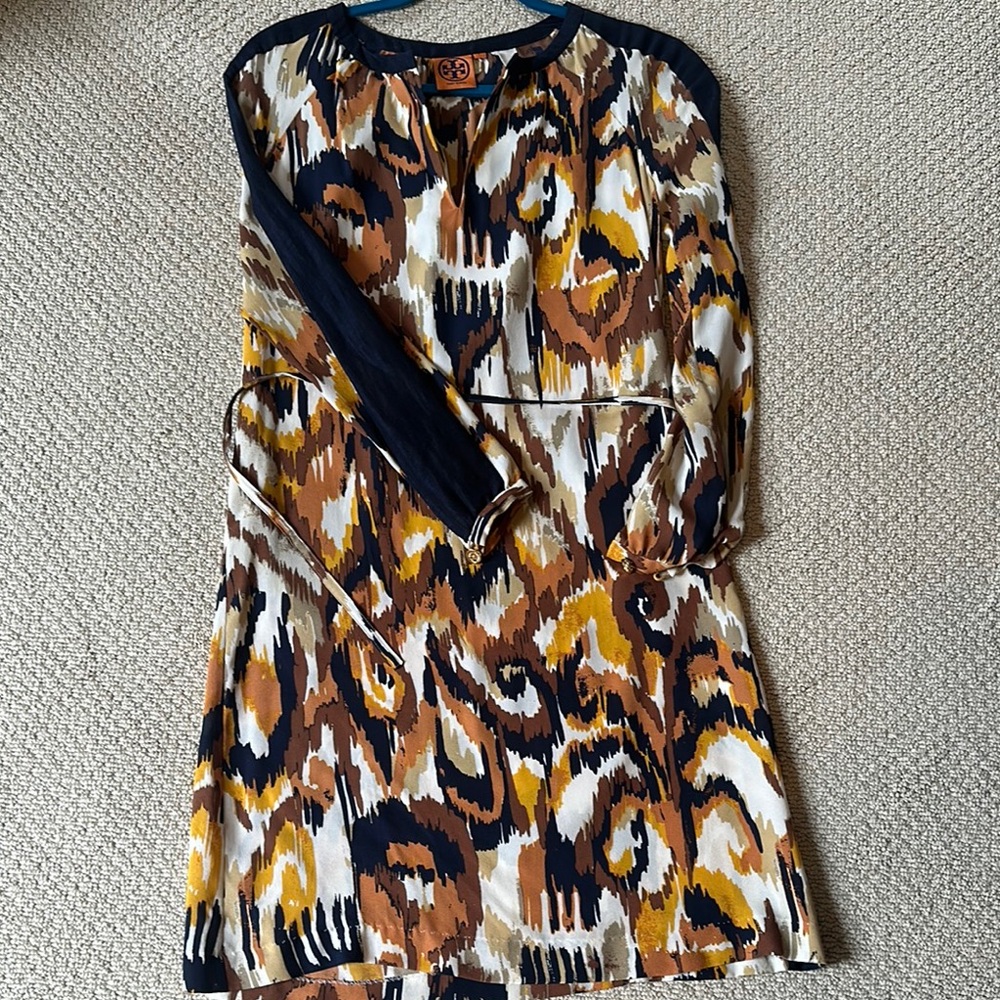 Tory Burch Black and White Sheath Dress with Long Raglan Sleeves